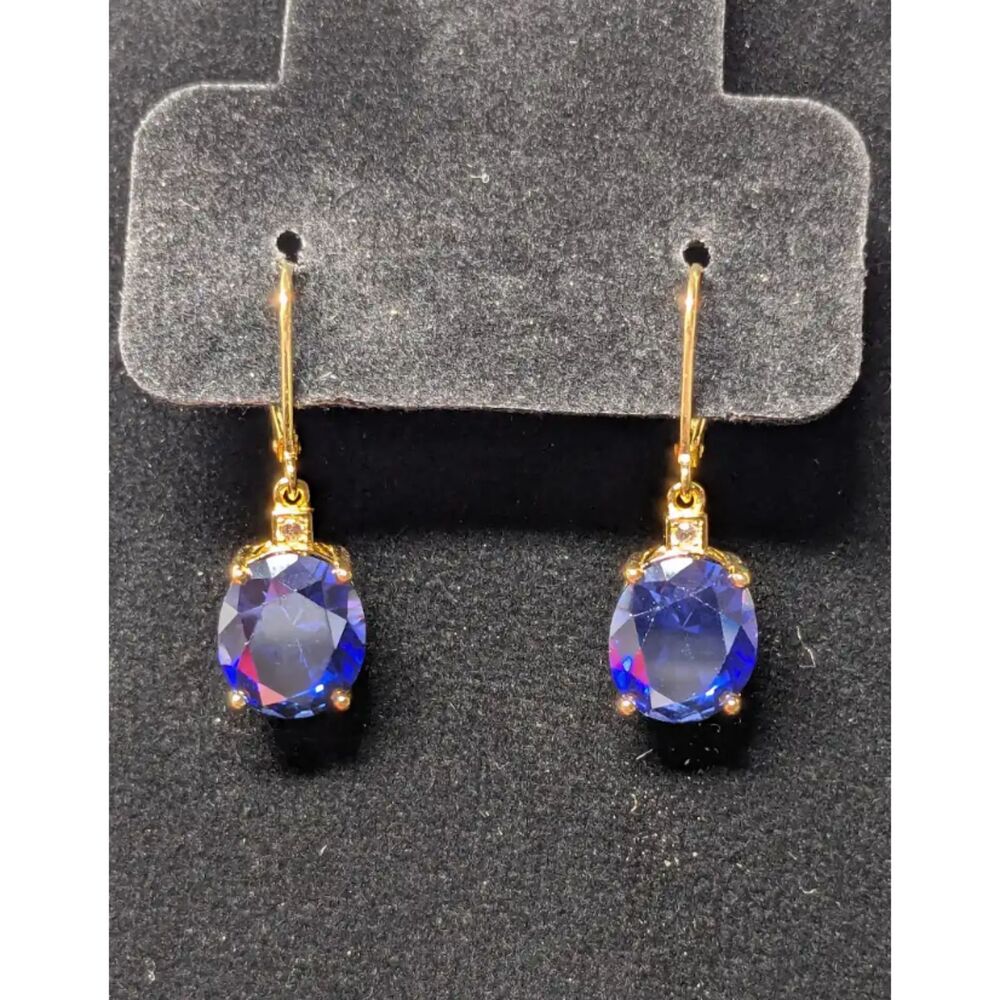 Blue Lab Created Sapphire 18k Yellow Gold Over Sterling Silver Earrings 11.25ctw